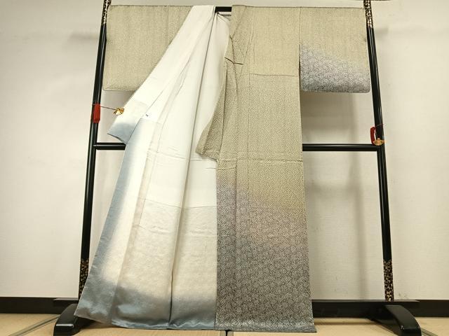 平和屋着物●名門　藤娘きぬたや・総絞り(杢目絞り)　訪問着　草花文　暈し染め　正絹　逸品　AABK1291fy
