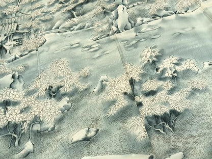 平和屋着物●訪問着　作家物　手描き　風景文　暈し染め　正絹　逸品　AABK1292fy