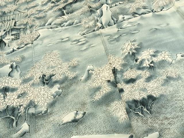 平和屋着物●訪問着　作家物　手描き　風景文　暈し染め　正絹　逸品　AABK1292fy