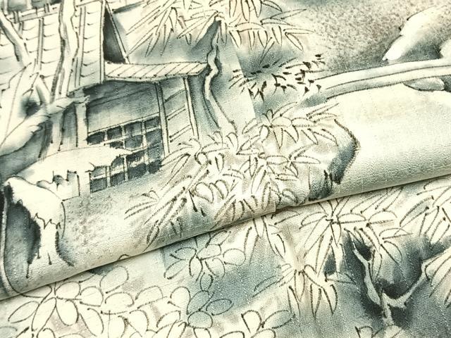 平和屋着物●訪問着　作家物　手描き　風景文　暈し染め　正絹　逸品　AABK1292fy