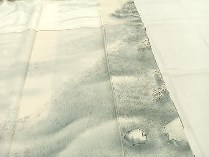 平和屋着物●訪問着　作家物　手描き　風景文　暈し染め　正絹　逸品　AABK1292fy