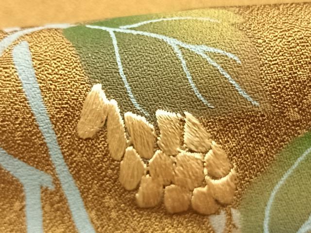 平和屋着物●訪問着　刺繍　草花文　暈し染め　正絹　逸品　未使用　AABK1295fy