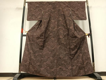 平和屋着物●結城紬　100亀甲　舞花文　正絹　逸品　AABK1301fy