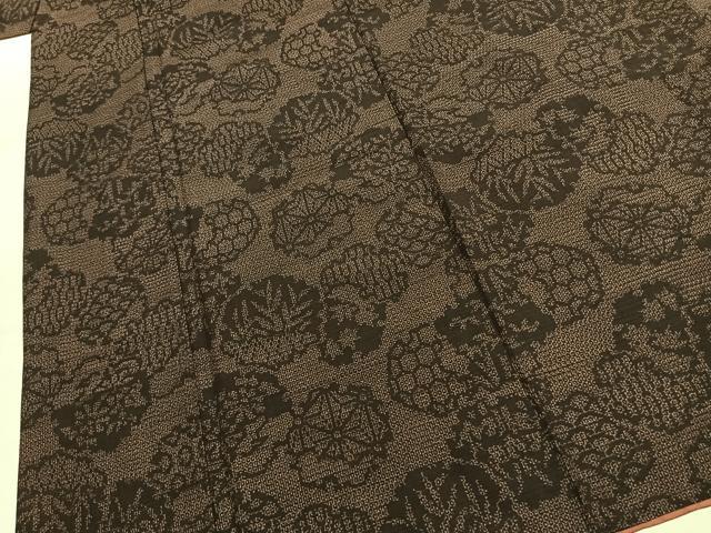 平和屋着物●結城紬　100亀甲　舞花文　正絹　逸品　AABK1301fy