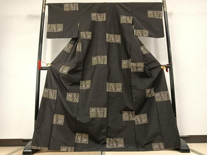 平和屋着物●上質な紬　色紙文　正絹　逸品　AABK1306fy