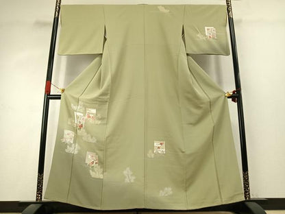 平和屋着物●訪問着　色紙重ね花文　暈し染め　金彩　正絹　逸品　AABK1310fy