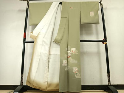 平和屋着物●訪問着　色紙重ね花文　暈し染め　金彩　正絹　逸品　AABK1310fy