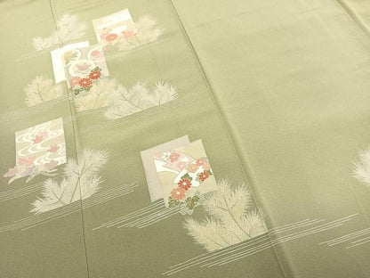 平和屋着物●訪問着　色紙重ね花文　暈し染め　金彩　正絹　逸品　AABK1310fy
