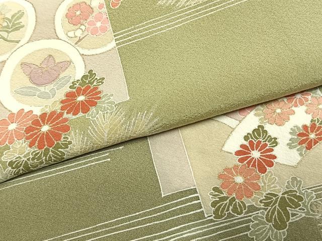 平和屋着物●訪問着　色紙重ね花文　暈し染め　金彩　正絹　逸品　AABK1310fy