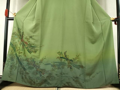 平和屋着物●訪問着　中国三大刺繍　汕頭刺繍　スワトウ刺繍　総刺繍　束ね熨斗花蝶文　暈し染め　金彩　正絹　逸品　AABK1311fy