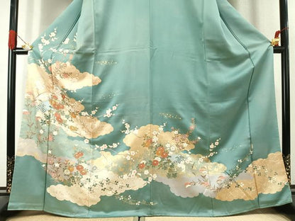 平和屋着物●訪問着　雲取り花文　金彩　正絹　逸品　AABK1315fy