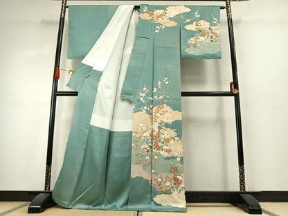 平和屋着物●訪問着　雲取り花文　金彩　正絹　逸品　AABK1315fy