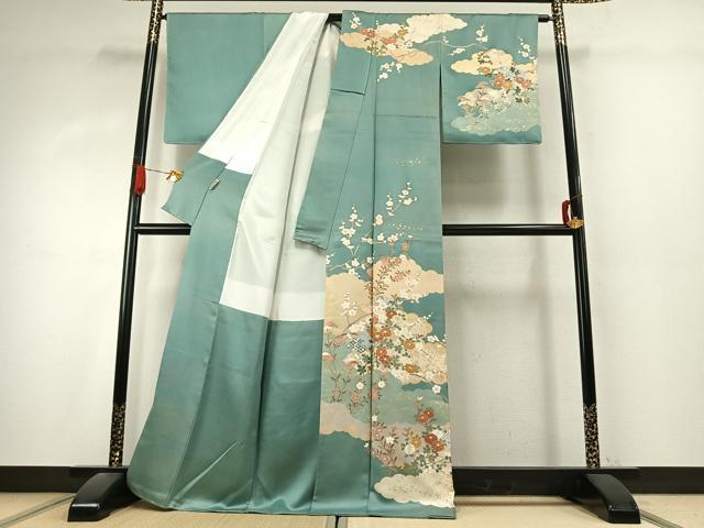 平和屋着物●訪問着　雲取り花文　金彩　正絹　逸品　AABK1315fy