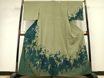 平和屋着物●訪問着　枝花文　シルエット　金彩　正絹　逸品　AABK1319fy