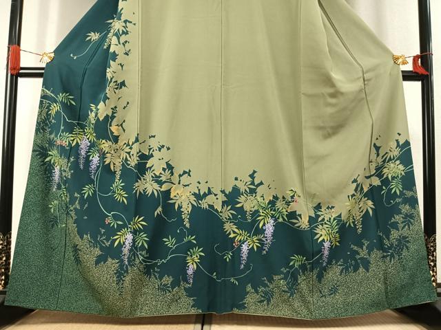 平和屋着物●訪問着　枝花文　シルエット　金彩　正絹　逸品　AABK1319fy