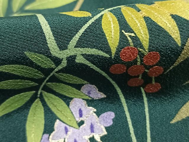 平和屋着物●訪問着　枝花文　シルエット　金彩　正絹　逸品　AABK1319fy