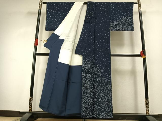 平和屋着物●訪問着　抽象文様　鬼しぼ縮緬　正絹　逸品　AABK1321fy