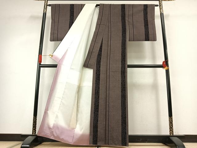 平和屋着物●上質な紬　間道　正絹　逸品　AABK1322fy