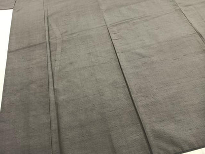 平和屋着物●上質な紬　霞文　紫鼠色　正絹　逸品　AABK1323fy