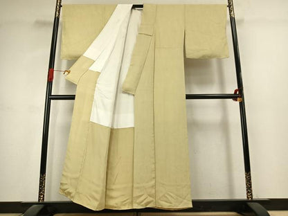 平和屋着物●上質な色無地　杢目地紋　蒸栗色　正絹　逸品　AABK1324fy