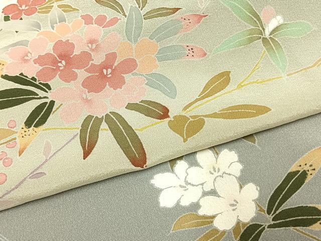 平和屋着物●訪問着　友禅　枝花文　暈し染め　正絹　逸品　AABK1327fy