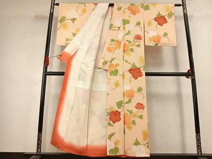 平和屋着物●上質な小紋　地紋起こし　枝花文　正絹　逸品　AABK1329fy