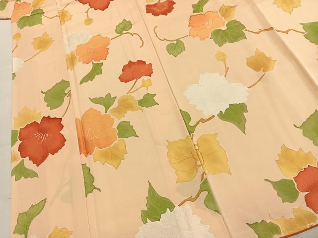 平和屋着物●上質な小紋　地紋起こし　枝花文　正絹　逸品　AABK1329fy