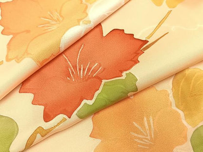 平和屋着物●上質な小紋　地紋起こし　枝花文　正絹　逸品　AABK1329fy