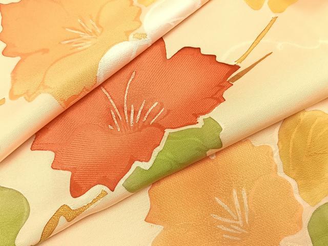 平和屋着物●上質な小紋　地紋起こし　枝花文　正絹　逸品　AABK1329fy