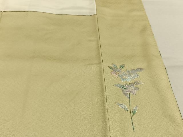 平和屋着物●訪問着　刺繍　草花文　暈し染め　金糸　金銀彩　正絹　逸品　AABK1331fy