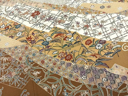 平和屋着物●訪問着　型染め　花鳥文　正絹　逸品　AABK1332fy