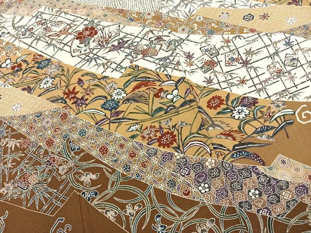 平和屋着物●訪問着　型染め　花鳥文　正絹　逸品　AABK1332fy