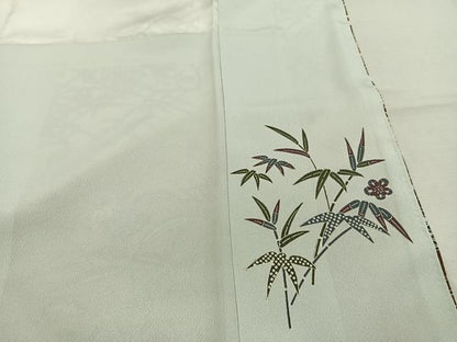 平和屋着物●訪問着　型染め　花鳥文　正絹　逸品　AABK1332fy