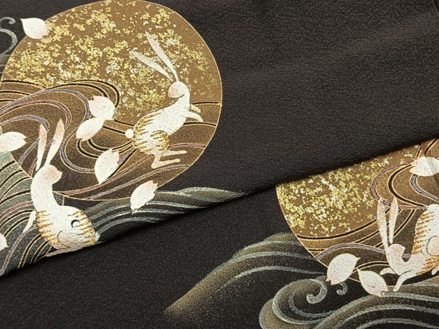平和屋着物●訪問着　刺繍　兎　暈し染め　金糸　金銀彩　三越扱い　正絹　逸品　AABK1333fy