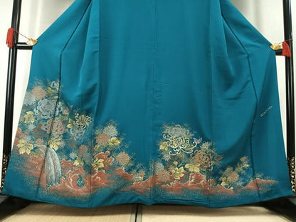 平和屋着物●ファッションデザイナー　HIROKO KOSHINO　コシノヒロコ　訪問着　寿光織　花蝶文　金銀糸　正絹　逸品　AABK1336fy