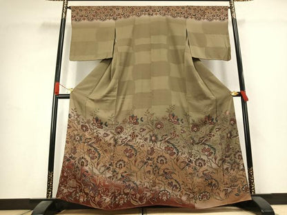 平和屋着物●小林文次郎　訪問着　更紗花鳥文　暈し染め　正絹　逸品　未使用　AABK1337fy