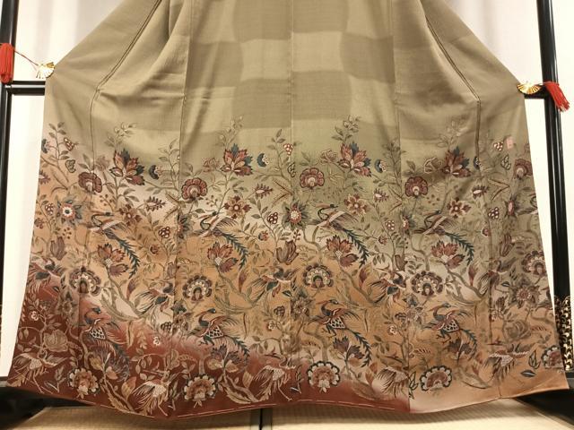 平和屋着物●小林文次郎　訪問着　更紗花鳥文　暈し染め　正絹　逸品　未使用　AABK1337fy