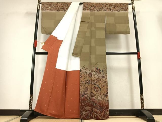平和屋着物●小林文次郎　訪問着　更紗花鳥文　暈し染め　正絹　逸品　未使用　AABK1337fy