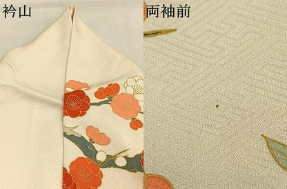 平和屋着物●豪華振袖　駒刺繍　地紙花鳥文　金彩　正絹　逸品　AABK1339fy