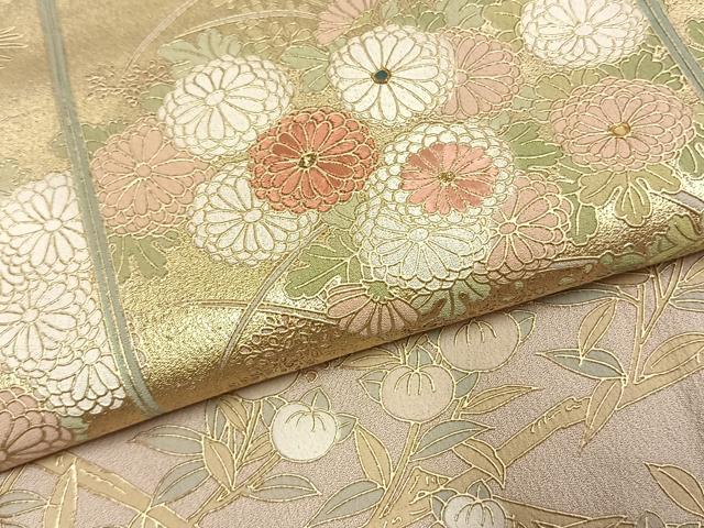 平和屋着物●豪華色留袖　刺繍　草花文　金糸　金彩　正絹　逸品　AABK1345fy