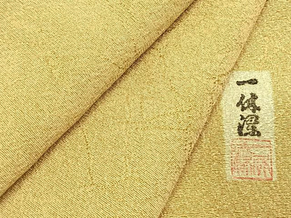 平和屋着物●上質な色無地　作家物　網目地紋　玉蜀黍色　正絹　逸品　AABK1347fy