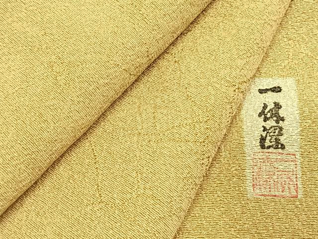 平和屋着物●上質な色無地　作家物　網目地紋　玉蜀黍色　正絹　逸品　AABK1347fy
