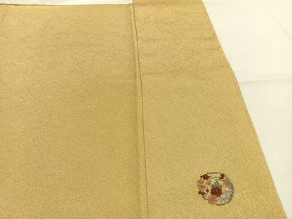 平和屋着物●上質な色無地　作家物　網目地紋　玉蜀黍色　正絹　逸品　AABK1347fy