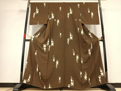平和屋着物●上質な小紋　草花文　正絹　逸品　AABK1348fy