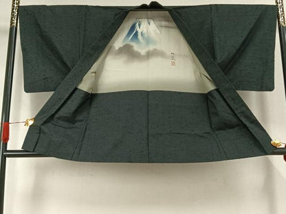 平和屋着物●男性　紬　アンサンブル　色無地　百入茶色　正絹　逸品　AABK1352fy