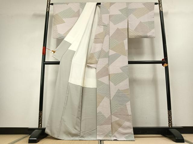 平和屋着物●上質な小紋　切嵌文　正絹　逸品　AABK1353fy