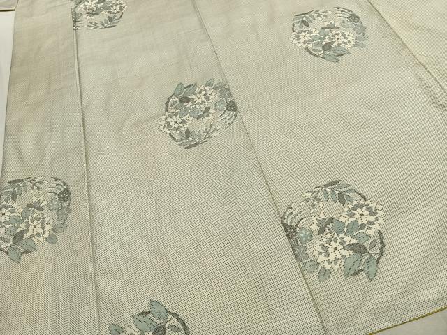 平和屋着物●本場大島紬　白大島　7マルキ　草花文　正絹　逸品　AABK1354fy