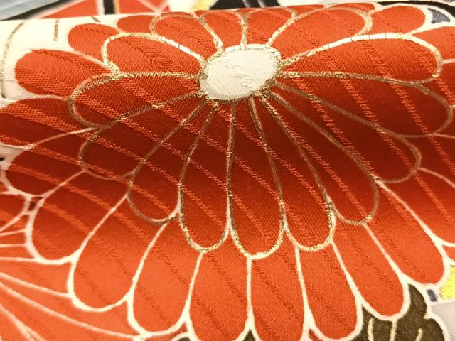 平和屋着物●豪華振袖　駒刺繍　松竹梅　御所車花文　暈し染め　金彩　正絹　逸品　AABK1355fy