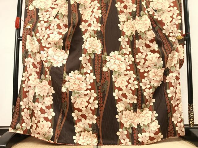 平和屋着物●H・L（アッシュエル）　HENRI-LUC CHAPUIS　振袖　草花文　金彩　洗える着物　AABK1356fy