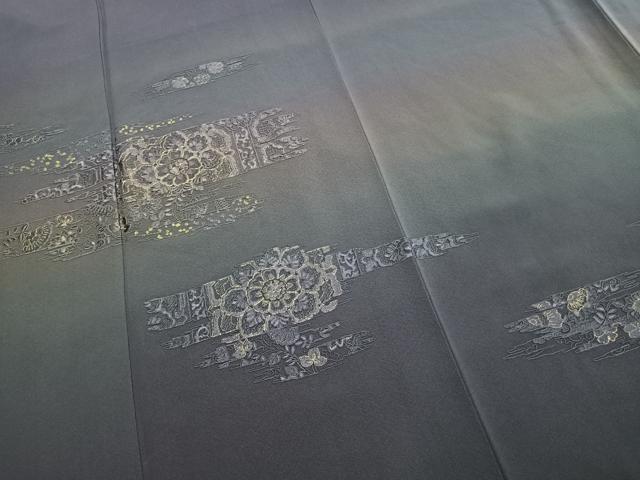 平和屋着物●訪問着　中国三大刺繍　汕頭刺繍　スワトウ刺繍　総刺繍　草花文　暈し染め　金糸　正絹　逸品　AABK1358fy